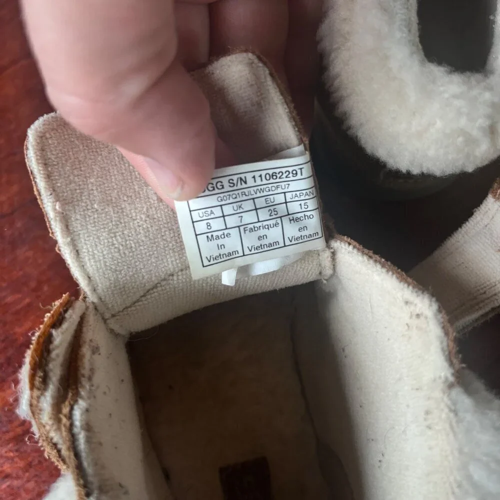 UGG‎ Toddler Suede Shearling Booties Size 8 Tan & White
